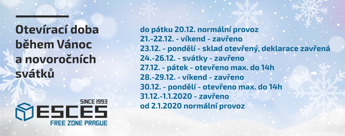 Otevírací doba během Vánoc a novoročních svátků 2019
