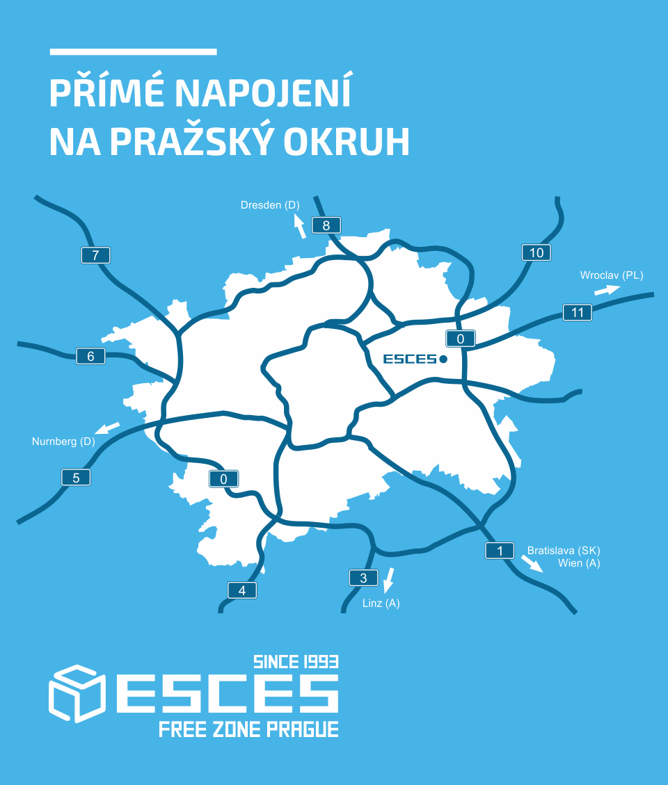 esces free zone praha - přímé napojení na městský okruh